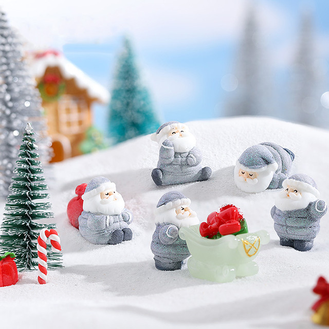 Christmas Miniature Ornaments Mini Resin Santa Claus Snowman